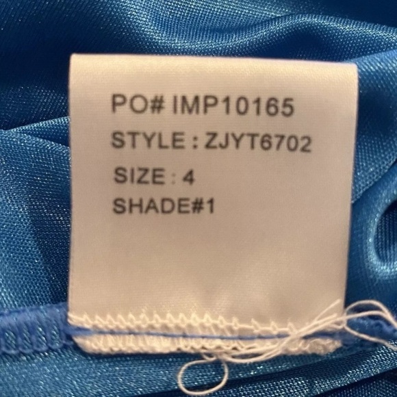 David Meister Blue Satin Sheath Cocktail Dress Womens Size 4‎ (1490) - Picture 5 of 5